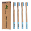 GoWoo 100% Natural Bamboo Toothbrush Soft - Organic Eco Friendly Toothbrushes with Soft Nylon Bristles, BPA-Free, Biodegradable, Dental Care Set for Men and Women, (Pack of 4, Adult, Sky Blue) GoWoo