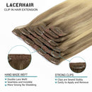 Lacer Silky Straight Clip in Hair Extensions Human Hair Lace Double Weft Ombre B