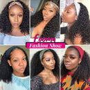 Eooma Headband Wig Human Hair Wigs for Black Women Kinky Curly Straight 4×4 Lace Front Wigs (18 Inch, Natural Black Color Curly) Eooma