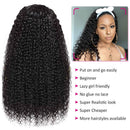Eooma Curly Headband Wig Human Hair Wigs for Black Women (26 inch) Briazilian Scarf Wig No Gel Glueless Remy Curly None Lace Front Wigs Human Hair Eooma