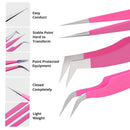 SIVOTE Lash Tweezers, Pack of 3 Stainless Steel Tweezers for Eyelash Extensions | Straight, Curved Tip and Volume | False Lash Application Tools Set- Pink SIVOTE Store