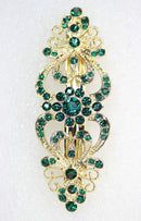 Faship Gorgeous Green Crystal Hearts Floral Hair Barrette Faship