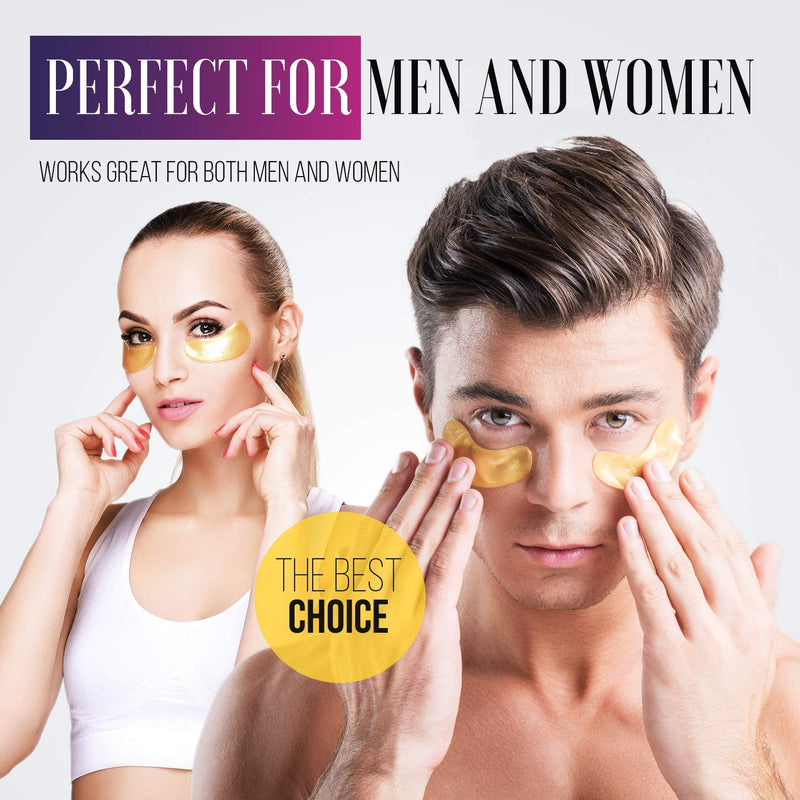 Under Eye Patches - 24K Gold Under Eye Mask Anti-Aging Hyaluronic Acid Collagen Under Eye Pads Reducing Dark Circles & Wrinkles Treatment Gel Bags LE GUSHE
