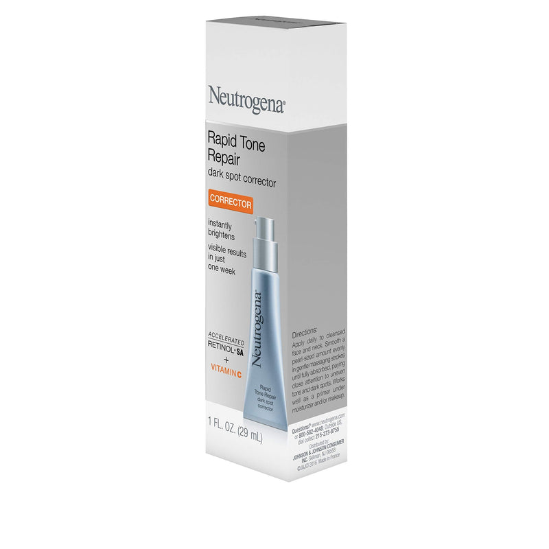 Neutrogena Rapid Tone Repair Retinol + Vitamin C Dark Spot Corrector Face Serum, Daily Anti-Wrinkle Retinol Dark Spot Corrector to Brighten & Even Tone, Mineral-Oil & Dye-Free, 1 oz Neutrogena