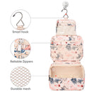 Hanging Travel Toiletry Bag Cosmetic Make up Organizer for Women and Girls Waterproof (Beige Bird) Narwey