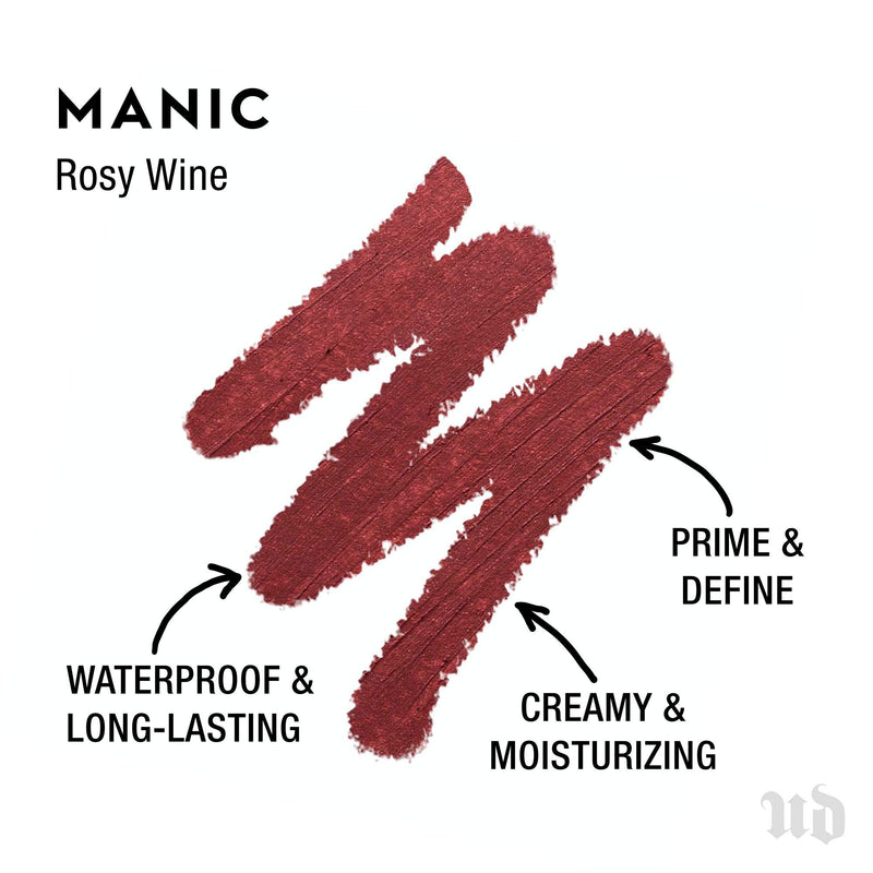 Urban Decay 24/7 Glide-On Lip Pencil, Manic - Rosy Wine - Long-Lasting, Waterproof Lip Liner - Prevents Feathering - Hydrating Vitamin E, Jojoba Oil & Cottonseed Oil URBAN DECAY