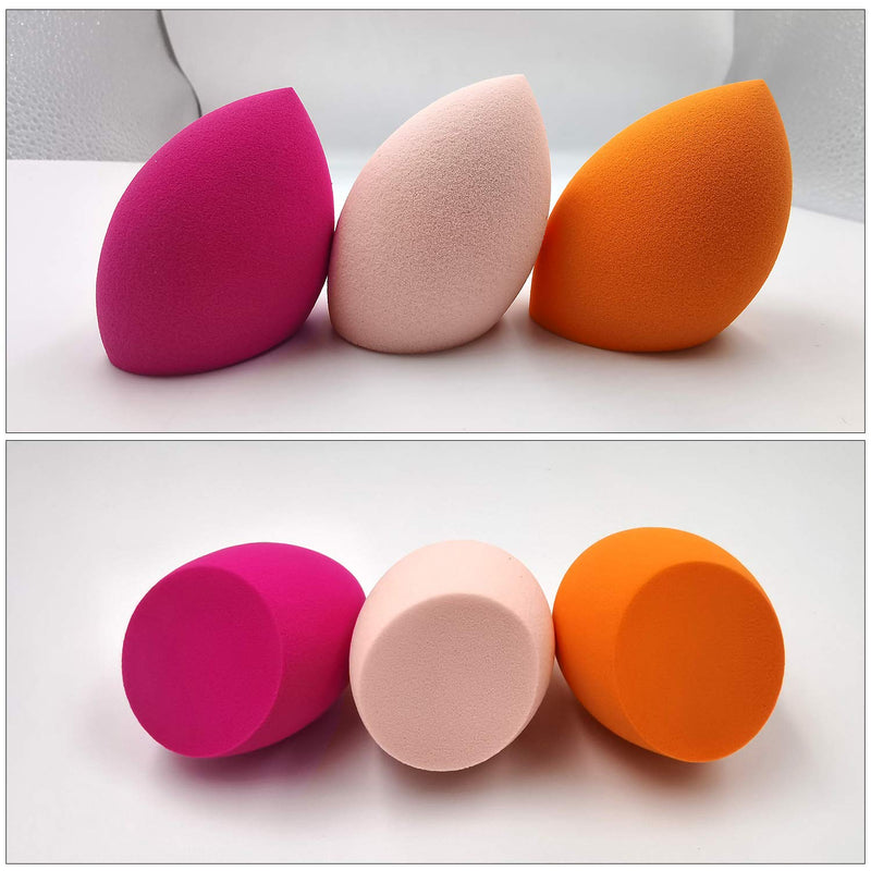 3pcs Beauty Makeup Sponges set for Dry & Wet Use - Foundation Blending Sponge for Concealer Blush Powder, Multi-color Blender Sponges (3pcs - Multi-colored A) KNEEDARKYEAR