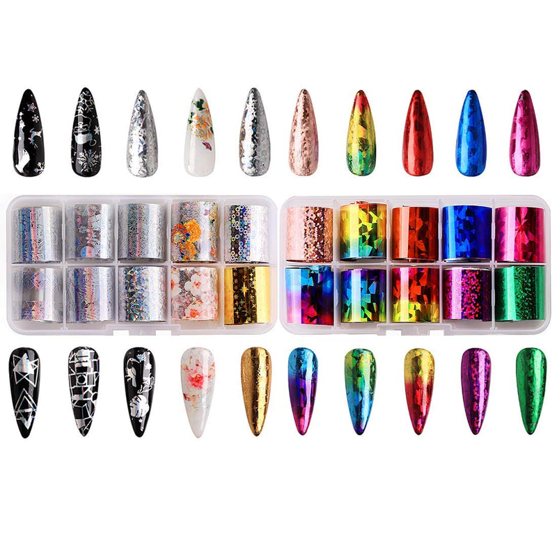 Makartt Nail Foil Nail Art Foil Glue Gel with Starry Sky Star Foil Stickers Set Nail Transfer Tips Foil Nail Art Accessories Manicure DIY 15ML 20PCS(2.5cm100cm) Christmas Sticker Nail Lamp Required Makartt