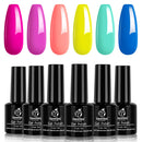 Beetles Gel Nail Polish Set - Summer Pool Party Collection 6 Colors Turquoise Purple Blue Pink Neon Gel Polish Kit Rainbow Yellow Green Nail Gel Polish Soak Off LED Lamp DIY Home Salon Nail Art Gift beetles Gel Polish