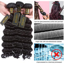QTHAIR 12A Brazilian Loose Deep Wave Human Hair Bundles with Closure(12" 14" 16"+10",Natural Black) 130% Density Swiss Lace Brazilian Human Hair Lace Closure 100% Unprocessed Brazilian Virgin Hair QTHAIR Store