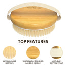 Metene 2 Pack Bamboo Dry Body Brushes, Shower Brush Wet and Dry Brushing, Dry brush for Cellulite and Lymphatic, Body Scrubber with Soft and Stiff Bristles, Suitable for All Kinds of Skin Metene