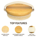 Metene 2 Pack Bamboo Dry Body Brushes, Shower Brush Wet and Dry Brushing, Dry brush for Cellulite and Lymphatic, Body Scrubber with Soft and Stiff Bristles, Suitable for All Kinds of Skin Metene