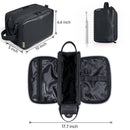 BALEINE Toiletry Bag for Men, Large Travel Toiletries Bags with Water-Resistance Compartment, PU Leather Dopp Kit (Medium, Black) BALEINE