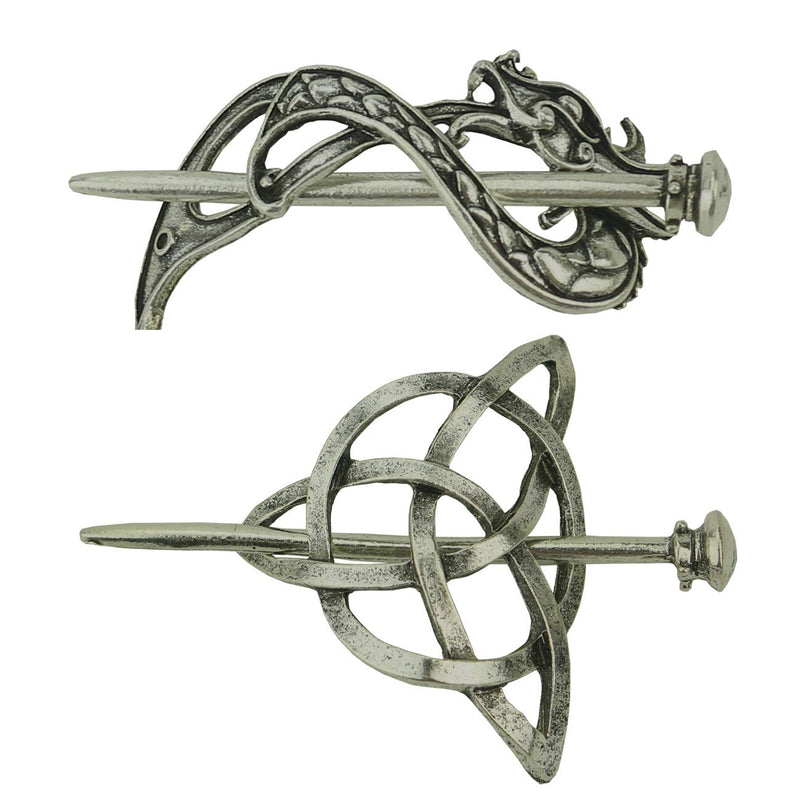 Tinsow 2 Pcs Silver Celtic Hair Slide Hairpins Hair Accessories Hair Clips, Creative Hair Barrette Minimalist Hair Claw Hair Pin Hair Accessories for Women (Style B S) Tinsow
