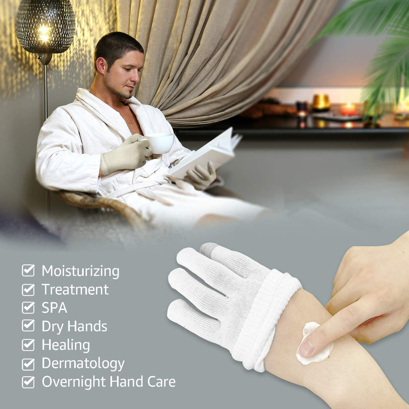 EvridWear Unisex Moisturizing Cotton Gloves with Touchscreen Fingertips for Eczema Beauty Cosmetic Dry Hands Sensitive Irritated Skin Therapy Overnight Bedtime, 6 Pairs, Lightweight-White, S/M Evridwear
