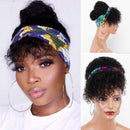 Headband Wig Human Hair Curly Headband Wig Glueless None Lace Front Human Hair Wigs for Black Women (14 Inch) MS.ILSA