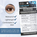 Ardell False Eyelashes Knot-Free Individuals Combo Black, 6-Pack (contains 6 packs of lash trays with 56 Individual Lashes each) Ardell