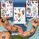 Yezunir 6 Sheets Watercolor Flower Temporary Tattoos For Women Girls Small Lavender Sweetpea Diamond Glitter Face Fake Tattoos Temporary Women Rose Floral Geometric Butterfly Feather Birds Tatoos Set Yezunir