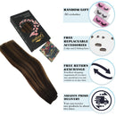 GOO GOO Human Hair Extensions Halo Hair Balayage Dark Brown to Chestnut Brown Straight 20 Inch 110g Natural Real Hair Extensions Hidden Crown Wire Extensions Invisible Hairpiece Transparent Fish Line GOO GOO Store