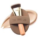 THE TOOL LAB All Day Fitting Duo (Glow type) - Premium Base Makeup Set for Liquid Cream Powder Foundation, Buffing Blending Face Brush, Sponge, Portable Case - 1.1" Flat Top Brush Infinity Warehouse