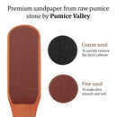 Pumice Stone Foot File - Wooden Pedicure Feet Scrubber with Handle for Callus, Dry, and Dead Skin Removal - Heel Scraper for Feet, Hands, and Body Exfoliation - Perfect Foot Filer for Use in Shower Pumice Valley