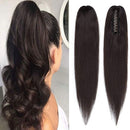 100% Remy Human Hair Ponytail Extension Clip In One Piece Claw/Jaw Clip Ponytail Hairpiece Pony Tail Extensions Natural For Girl Lady Women Long Straight