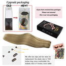 GOO GOO Human Hair Extensions Wire Hair Light Blonde Highlighted Golden Blonde Natural Wire Hair Extensions Invisible Hairpieces Secret Fish Extensions 14 Inch 75g GOO GOO