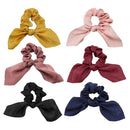 JIRIS 6 Pcs Satin Silk Hair Scrunchies Rabbit Bunny Ear Bow Bowknot Scrunchie Bobbles Elastic Hair Ties Bands Ponytail Holder for Women Accessories(SET2) JIRIS