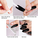 Black Stick On Nails, 200PCS Cosics Glossy Black Press On Acrylic Nails Coffin Shaped & Stiletto Nail Tips Long Length, Ballerina Almond Full Cover Fake Nail Set for Women, Girl Nail Art DIY, Manicure Cosics