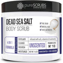 pureSCRUBS Premium Lemongrass Dead Sea Salt Body Exfoliator Scrub, Full Exfoliating Body Scrubber - Large 16oz Jar, Filled With Essential Oils, Includes Spoon, Loofah & Exfoliating Skin Soap Infinity Warehouse