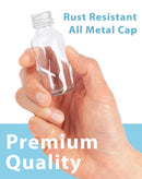 1 oz / 30 ml Clear Glass Boston Round Bottle with Silver Metal Screw On Cap (6 Pack) + Funnel JUVITUS Store