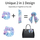 Cutewing Bow Scrunchies Tie Dye Hair Scarf Chiffon Scarf Scrunchie Hair Tie Scarf Ponytail Holders 2 in 1 Hair Bowknot for Women Girls with 6PCS Cutewing