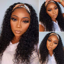 Eooma Headband Wig Human Hair Wigs for Black Women Kinky Curly Straight 4×4 Lace Front Wigs (18 Inch, Natural Black Color Curly) Eooma