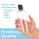 16 oz / 500 ml Clear Plastic PET Boston Round Bottle (BPA Free) with (12 pack, Black Disc Cap) JUVITUS