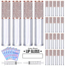 24 Pack Crystal Rhinestone Lip Gloss Tubes with Wand 5ml Empty Lip Gloss Containers Lipgloss Bottles with Stoppers Free 5pcs Mylar Bags + 2pcs Syringes for DIY Lip Gloss Balm AMORIX