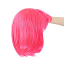 SWACC 10 Inch Short Straight Bob Wig with Bangs Synthetic Colorful Cosplay Daily Party Flapper Wig for Women and Kids with Wig Cap (Hot Pink) SWACC