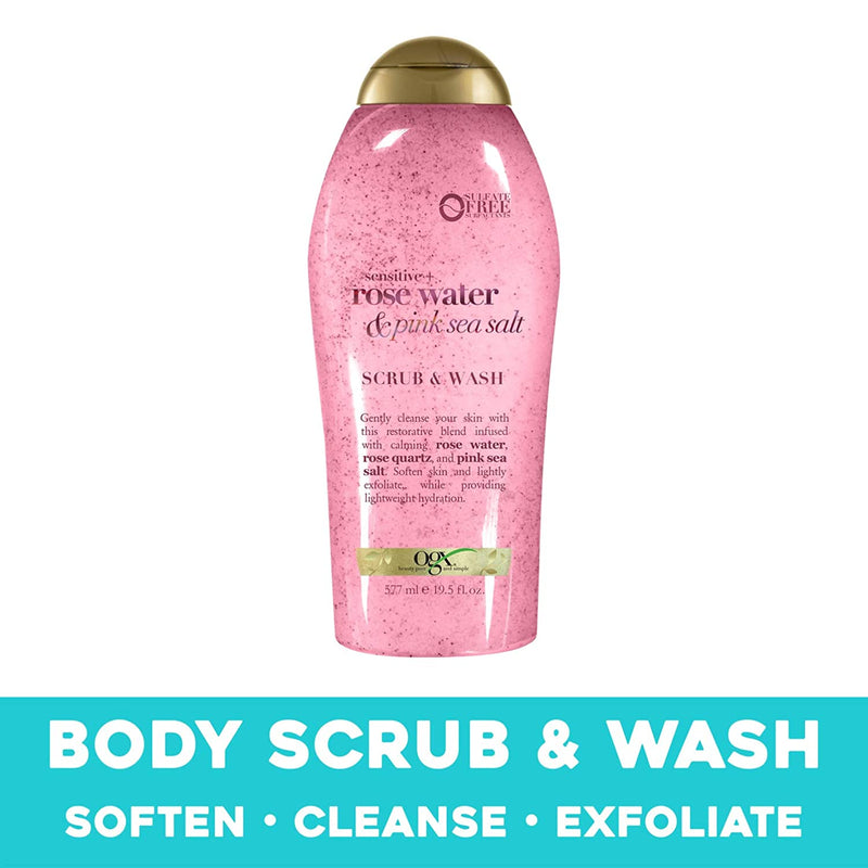 OGX Pink sea salt & rosewater gentle soothing body scrub, 19.5 Ounce, 1.0 Count OGX