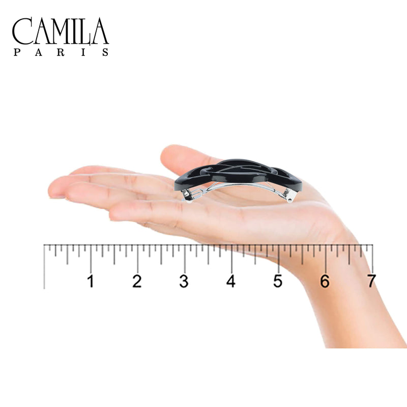 Camila Paris CP2437 French Hair Barrette Clip for Girls Black, Auromatic Clasp Strong Hold Grip Hair Clips for Women, No Slip and Durable Styling Girls Hair Accessories, Made in France Camila