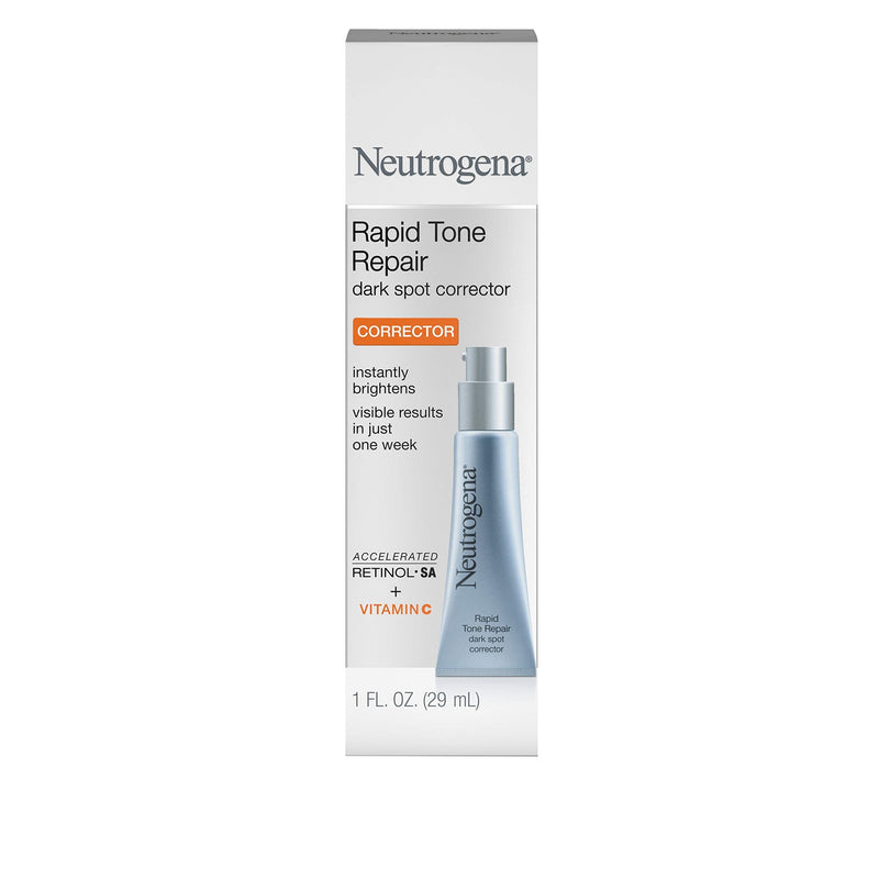Neutrogena Rapid Tone Repair Retinol + Vitamin C Dark Spot Corrector Face Serum, Daily Anti-Wrinkle Retinol Dark Spot Corrector to Brighten & Even Tone, Mineral-Oil & Dye-Free, 1 oz Neutrogena