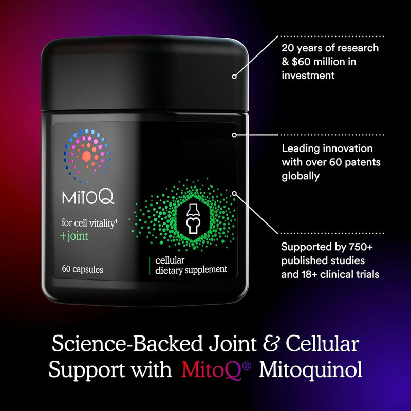 MitoQ +Joint Advanced CoQ10 Antioxidant Supplement - Contains Mitoquinol Mesylate & Green Lipped Mussel Omega Oil Extract - Supports Healthy Joint, Mobility and Cell Vitality (60 Softgel Capsules) Infinity Warehouse