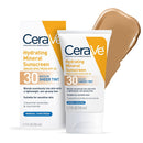 CeraVe Hydrating Mineral Sunscreen SPF 30 with Sheer Tint, Tinted Mineral Sunscreen with Zinc Oxide & Titanium Dioxide, Blends Seamlessly For Healthy Glow, Light, 1.7 Oz Infinity Warehouse