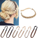 Braided Headband Plaited Hair Band Chunky Braided Headband Elastic Stretch Braid Hairband Wide Plaited Braids Synthetic Hairpiece For Girls And Women (Large-five strands braided, dark brown) S-noilite Store