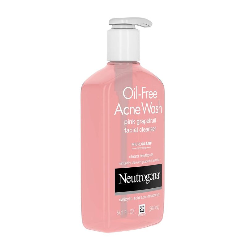 Neutrogena Oil-Free Salicylic Acid Pink Grapefruit Pore Cleansing Acne Wash and Facial Cleanser with Vitamin C, 9.1 fl. oz Neutrogena