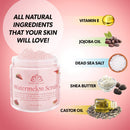 Watermelon Scrub, Exfoliating Bath Body Scrub, Gently Exfoliating Face Scrub for Women with Dead Sea Salt, Shea Butter, Vitamin E and Organic Oils, Cleansing and Nourishing Properties, 10 oz White Naturals