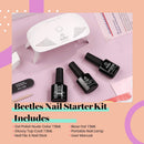 Beetles Nude Pink Gel Nail Polish Kit with UV LED Light and Base Gel Top Coat Starter Kit, Soak Off Popular Nude Pink Gel Polish Set with Nail Lamp Nail File for DIY Home Manicure Gift for Women beetles Gel Polish Store