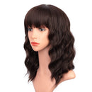 ENTRANCED STYLES Short Dark Brown Wigs for Women Wavy Bob Wig with Bangs Women's Shoulder Length Synthetic Curly Pastel Bob Wig for Girl Colorful Cosplay Wigs ENTRANCED STYLES Store