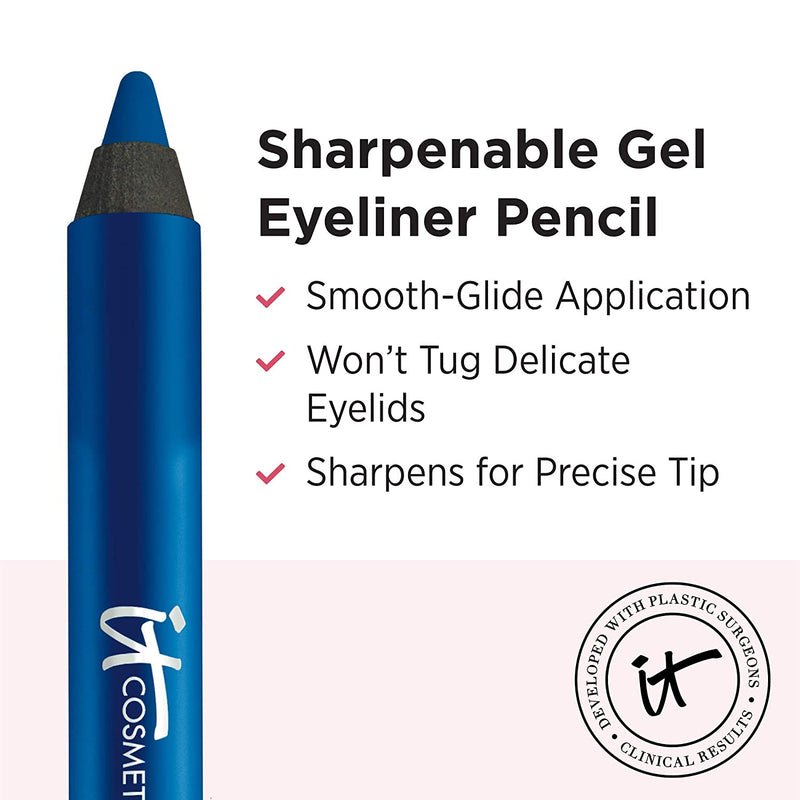 IT Cosmetics Superhero No-Tug Gel Eyeliner, Bold Blue - Dazzling Bright Blue - Waterproof, Blendable Formula - Sharpenable Pencil - 0.042 oz It Cosmetics Store