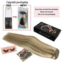 GOO GOO Clip in Hair Extensions Ombre Light Blonde Highlighted Golden Blonde 14 inch 7pcs 120g Remy Clip in Human Hair Extensions Thick Straight Real Hair Extensions GOO GOO Store