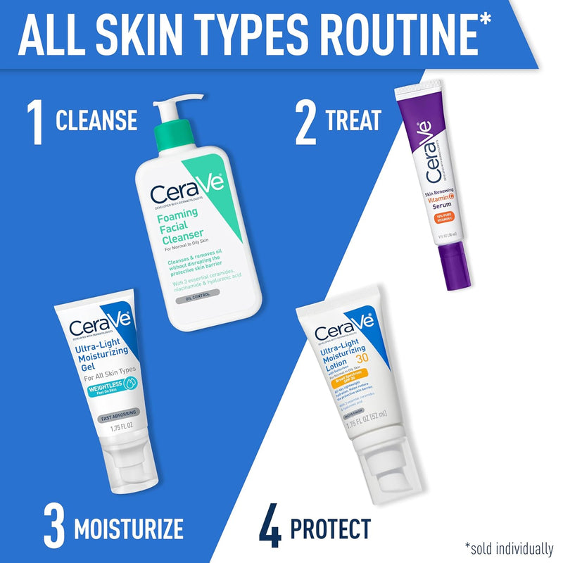 CeraVe Ultra-Light Moisturizing Lotion With SPF 30, Daily Face Moisturizer with SPF, Formulated with Hyaluronic Acid & Ceramides, Broad Spectrum SPF, Oil Free, Matte Finish, 1.7 Ounce - Infinity Warehouse