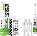 Made by Dentists Kids Electric Toothbrush - Rechargeable Vibrating Toothbrush with Timer, Includes 6 Replacement Heads, Gently Cleans Teeth, Kid & Toddlers Age 2+, Monster Infinity Warehouse